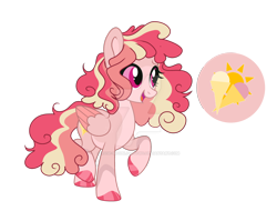 Size: 1920x1529 | Tagged: safe, artist:rose-moonlightowo, oc, oc only, oc:sunny ice cream, pegasus, pony, colored wings, female, magical lesbian spawn, mare, offspring, parent:pinkie pie, parent:rainbow dash, parents:pinkiedash, simple background, solo, transparent background, two toned wings, wings