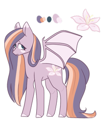 Size: 457x513 | Tagged: safe, artist:daringpineapple, oc, oc only, pony, bat wings, female, mare, reference sheet, simple background, solo, standing, transparent background, wings