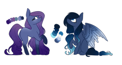 Size: 1386x742 | Tagged: safe, artist:daringpineapple, oc, oc only, earth pony, pegasus, pony, duo, female, looking up, mare, raised hoof, signature, simple background, transparent background
