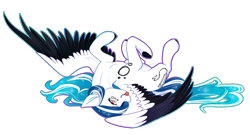 Size: 1486x802 | Tagged: safe, artist:daringpineapple, oc, oc only, oc:marie pixel, pegasus, pony, colored hooves, colored wings, female, lying down, mare, on back, simple background, solo, spread wings, tongue out, transparent background, two toned wings, wings