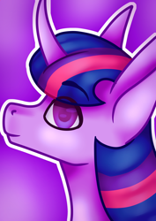 Size: 2480x3508 | Tagged: safe, artist:ermy-poo, twilight sparkle, pony, g4, bust, curved horn, female, high res, horn, mare, profile, solo