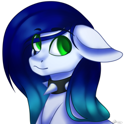 Size: 1920x1920 | Tagged: safe, artist:ermy-poo, oc, oc only, pony, bust, choker, floppy ears, simple background, solo, spiked choker, transparent background