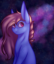 Size: 2949x3500 | Tagged: safe, artist:ermy-poo, oc, oc only, pony, high res, night, night sky, sitting, sky, solo, starry night