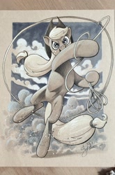 Size: 1349x2048 | Tagged: safe, artist:andy price, applejack, earth pony, pony, g4, female, mare, rope, solo, traditional art