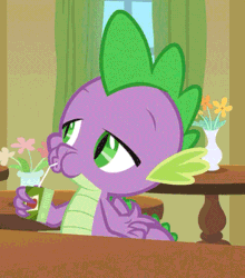 Size: 352x400 | Tagged: safe, screencap, spike, dragon, g4, season 9, the point of no return, animated, cropped, drinking, gif, juice, juice box, male, snapping, winged spike, wings