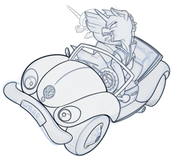 Size: 4744x4396 | Tagged: safe, artist:adobewtf, oc, pony, unicorn, car, female, grayscale, monochrome, sketch, sketch dump