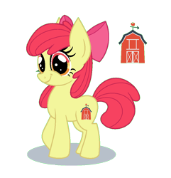 Size: 796x826 | Tagged: safe, artist:lieutenantkyohei, apple bloom, earth pony, pony, g4, alternate cutie mark, barn, female, filly, simple background, smiling, solo, transparent background