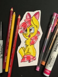 Size: 1024x1365 | Tagged: safe, artist:colorsoulmlp, apple bloom, earth pony, pony, g4, chest fluff, cutout, female, filly, irl, photo, solo, traditional art