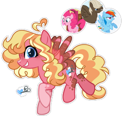 Size: 1573x1459 | Tagged: safe, artist:xxcheerupxxx, dumbbell, pinkie pie, rainbow dash, oc, pegasus, pony, g4, base used, female, magical threesome spawn, mare, offspring, parent:dumbbell, parent:pinkie pie, parent:rainbow dash, simple background, transparent background