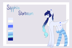 Size: 1500x1000 | Tagged: safe, artist:yuumirou, oc, oc only, oc:sapphire starbeam, earth pony, pony, clothes, female, mare, socks, solo, stockings, striped socks, thigh highs