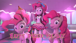 Size: 3840x2160 | Tagged: safe, artist:fazbearsparkle, pinkie pie, equestria girls, g4, my little pony equestria girls: better together, 3d, high res, multeity, older, older pinkie pie, peace sign, pinkie pie day, self ponidox, source filmmaker, too much pink energy is dangerous
