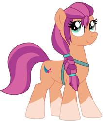 Size: 5515x6517 | Tagged: safe, artist:ejlightning007arts, sunny starscout, earth pony, pony, g4, g5, my little pony: a new generation, female, g5 to g4, handbag, looking up, mare, ponytail, simple background, solo, transparent background, vector