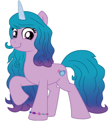 Size: 6353x6961 | Tagged: safe, artist:ejlightning007arts, izzy moonbow, pony, unicorn, g4, g5, my little pony: a new generation, cute, female, g5 to g4, izzybetes, looking at you, mare, ponytail, raised leg, simple background, solo, transparent background, vector