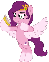 Size: 5039x6413 | Tagged: safe, artist:ejlightning007arts, pipp petals, pegasus, pony, g4, g5, my little pony: a new generation, adorapipp, cellphone, cute, female, flying, g5 to g4, iphone, jewelry, mare, phone, simple background, solo, tiara, transparent background, vector