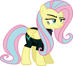 Size: 1280x1156 | Tagged: safe, artist:benpictures1, fluttershy, pegasus, pony, comic:the storm kingdom, g4, my little pony: the movie, bad end, badass, bodysuit, clothes, command 6, commander fluttershy, crystal of light, female, flutterbadass, inkscape, mare, simple background, solo, transparent background, vector
