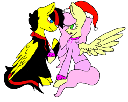 Size: 1453x1161 | Tagged: safe, artist:buttsuckintin, oc, oc:dasher, pegasus, pony, canon x oc, christmas, hat, holding hooves, holiday, santa hat, simple background, transparent background
