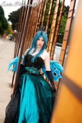 Size: 1075x1606 | Tagged: safe, artist:littlemissbloo, queen chrysalis, human, g4, clothes, cosplay, costume, gloves, irl, irl human, long gloves, photo