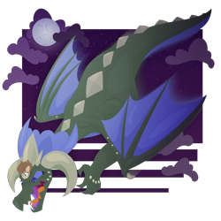 Size: 3000x3000 | Tagged: safe, artist:skulljooce, oc, oc:amber blister, dragon, pegasus, pony, fanfic:empress dragon, conjoined, dragoness, fanfic art, female, filly, high res, night, we have become one