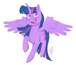Size: 1208x1025 | Tagged: safe, artist:saggiemimms, twilight sparkle, alicorn, pony, g4, open mouth, simple background, solo, spread wings, twilight sparkle (alicorn), white background, wings