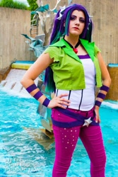 Size: 667x1000 | Tagged: safe, artist:littleprofessorproductions, artist:sarahndipity cosplay, aria blaze, human, bronycon, bronycon 2015, equestria girls, g4, clothes, cosplay, costume, disguise, disguised siren, gem, hand on hip, irl, irl human, photo, siren gem
