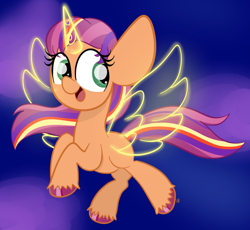 Size: 1181x1088 | Tagged: safe, artist:sugarcloud12, sunny starscout, alicorn, pony, g5, my little pony: a new generation, artificial wings, augmented, horn, magic, magic horn, magic wings, race swap, solo, sunnycorn, wings