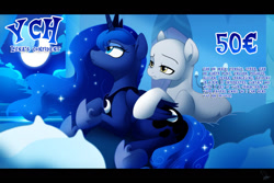 Size: 1024x683 | Tagged: safe, artist:dormin-dim, princess luna, oc, alicorn, earth pony, pegasus, pony, unicorn, g4, commission, princess, ych example, your character here