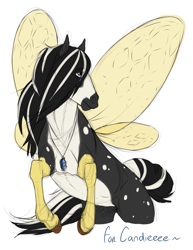 Size: 701x910 | Tagged: safe, artist:royvdhel-art, oc, oc only, pony, butterfly wings, jewelry, necklace, simple background, solo, white background, wings
