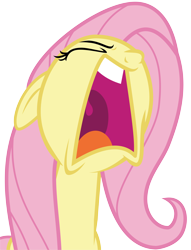 Size: 9178x12021 | Tagged: safe, artist:wissle, fluttershy, pegasus, pony, g4, sweet and smoky, aaaaaaahhhhh, absurd resolution, angry, ears back, eyes closed, faic, female, mare, open mouth, peeved, pink mane, simple background, solo, transparent background, uvula, vector, volumetric mouth, yelling