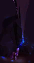 Size: 1188x2160 | Tagged: safe, artist:yanisfucker, oc, oc only, pony, unicorn, ambiguous gender, caves, glowing, glowing horn, horn, solo