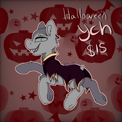 Size: 1439x1439 | Tagged: safe, artist:bluemoon, oc, pony, vampire, clothes, commission, costume, fangs, halloween, halloween costume, holiday, nightmare night, solo, ych example, your character here