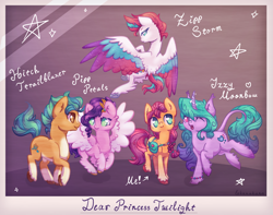 Size: 3750x2950 | Tagged: safe, artist:lakanakana, hitch trailblazer, izzy moonbow, pipp petals, sunny starscout, zipp storm, earth pony, pegasus, pony, unicorn, g5, my little pony: a new generation, cute, female, high res, male, mane five, mare, stallion