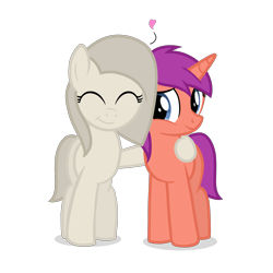 Size: 2000x2000 | Tagged: safe, artist:candy meow, oc, oc only, oc:lavender bloom, oc:silky roads, earth pony, pony, unicorn, legends of equestria, :t, digital art, duo, duo female, earth pony oc, eyes closed, female, game, heart, high res, hoof around neck, horn, hug, mane, mare, mother and child, mother and daughter, mother's day, npc, shadow, show accurate, simple background, smiling, standing, tail, transparent background, unicorn oc, video game