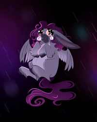 Size: 1200x1500 | Tagged: safe, artist:unfinishedheckery, oc, oc only, oc:opium belladonna, donkey, hybrid, pegasus, pony, crying, digital art, female, long ears, mare, simple background, solo, spread wings, tail, teary eyes, wings
