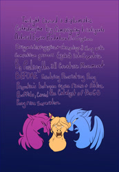 Size: 1367x1980 | Tagged: safe, artist:unfinishedheckery, earth pony, pegasus, pony, unicorn, ambiguous gender, dialogue, digital art, headcanon, horn, open mouth, simple background, text, trio, wings