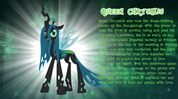 Size: 4616x2590 | Tagged: safe, artist:andoanimalia, queen chrysalis, changeling, changeling queen, g4, bio, crown, female, high res, jewelry, regalia, solo