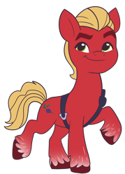 Size: 2184x3056 | Tagged: safe, anonymous artist, sprout cloverleaf, earth pony, pony, g5, my little pony: a new generation, high res, male, raised hoof, smiling, smirk, solo, stallion, vector, when he smiles