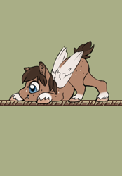 Size: 300x431 | Tagged: safe, artist:royvdhel-art, oc, oc only, pegasus, pony, base used, face down ass up, green background, pegasus oc, simple background, solo, unshorn fetlocks