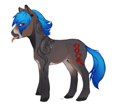 Size: 1101x981 | Tagged: safe, artist:royvdhel-art, oc, oc only, earth pony, pony, ear piercing, earth pony oc, male, piercing, simple background, stallion, tongue out, white background
