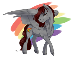 Size: 1359x1067 | Tagged: safe, artist:royvdhel-art, oc, oc only, pegasus, pony, abstract background, bedroom eyes, ear fluff, female, mare, solo, wings