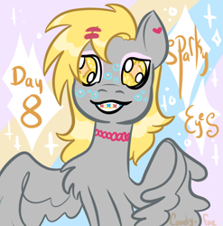 Size: 2020x2048 | Tagged: safe, artist:carconutty, derpy hooves, pegasus, pony, g4, braces, chest fluff, choker, female, high res, inktober, jewelry, necklace, solo