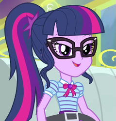 Size: 653x684 | Tagged: safe, screencap, sci-twi, twilight sparkle, equestria girls, g4, my little pony equestria girls: better together, road trippin, cropped, solo