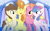 Size: 1280x801 | Tagged: safe, artist:hate-love12, luster dawn, pound cake, princess flurry heart, pumpkin cake, alicorn, pegasus, pony, unicorn, g4, ^^, eyes closed, female, group hug, hug, mare, older