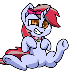 Size: 2000x2000 | Tagged: safe, artist:exoticeon, oc, oc only, oc:cinnamon lightning, pony, unicorn, belly, bow, collar, female to male, high res, male, nervous, rule 63, simple background, solo, transparent background