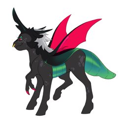 Size: 1311x1311 | Tagged: safe, artist:celeriven, oc, oc only, hybrid, interspecies offspring, offspring, parent:lord tirek, parent:queen chrysalis, parents:chrystirek, simple background, solo, white background