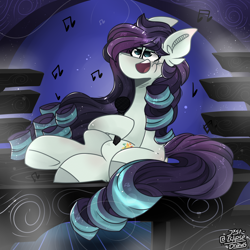Size: 3000x3000 | Tagged: safe, artist:its_sunsetdraws, coloratura, earth pony, pony, g4, cute, female, high res, microphone, music notes, singing, solo