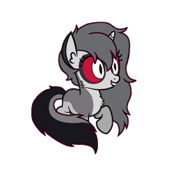 Size: 1152x1152 | Tagged: safe, artist:motownwarrior01, oc, oc only, oc:specter, demon, demon pony, hellhound, hybrid, pony, unicorn, cute, female, filly, hellaverse, hellborn, hellhound pony, helluva boss, interspecies offspring, magical lesbian spawn, offspring, parent:afterlife, parent:loona, parents:canon x oc, simple background, solo, transparent background