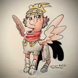 Size: 680x680 | Tagged: safe, artist:taritoons, oc, oc only, unnamed oc, pegasus, pony, albania, armor, nation ponies, ponified, solo, traditional art