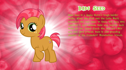 Size: 4616x2590 | Tagged: safe, artist:andoanimalia, babs seed, earth pony, pony, g4, bio, female, filly, high res, raised hoof, solo