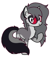Size: 1440x1728 | Tagged: safe, artist:motownwarrior01, oc, oc only, oc:specter, demon, demon pony, hellhound, hybrid, pony, unicorn, cute, female, hellaverse, hellborn, hellhound pony, helluva boss, interspecies offspring, magical lesbian spawn, mare, offspring, parent:afterlife, parent:loona, parents:canon x oc, simple background, solo, transparent background