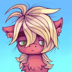 Size: 2048x2048 | Tagged: safe, artist:chocchippony, sprout cloverleaf, earth pony, pony, g5, my little pony: a new generation, chest fluff, eyebrows, heart nostrils, high res, male, messy mane, solo, sproutbetes, stallion, tired